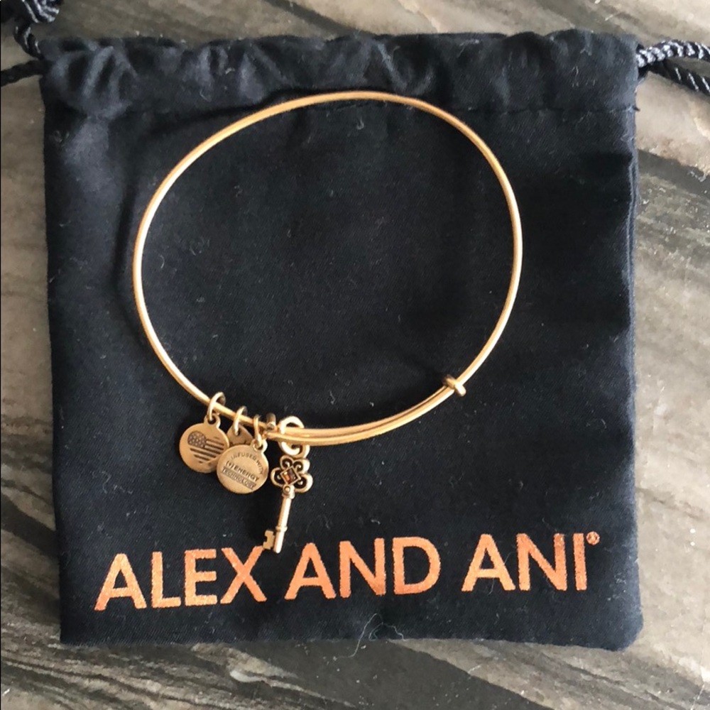 Gold Alex and Ani key Bracelet